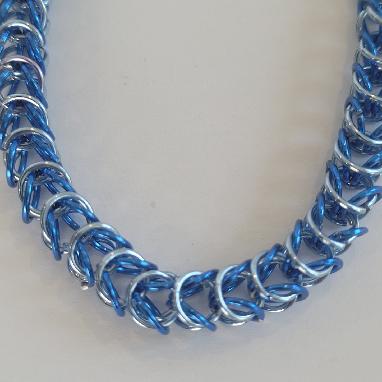 Bracelet, blue and ice blue chainmail