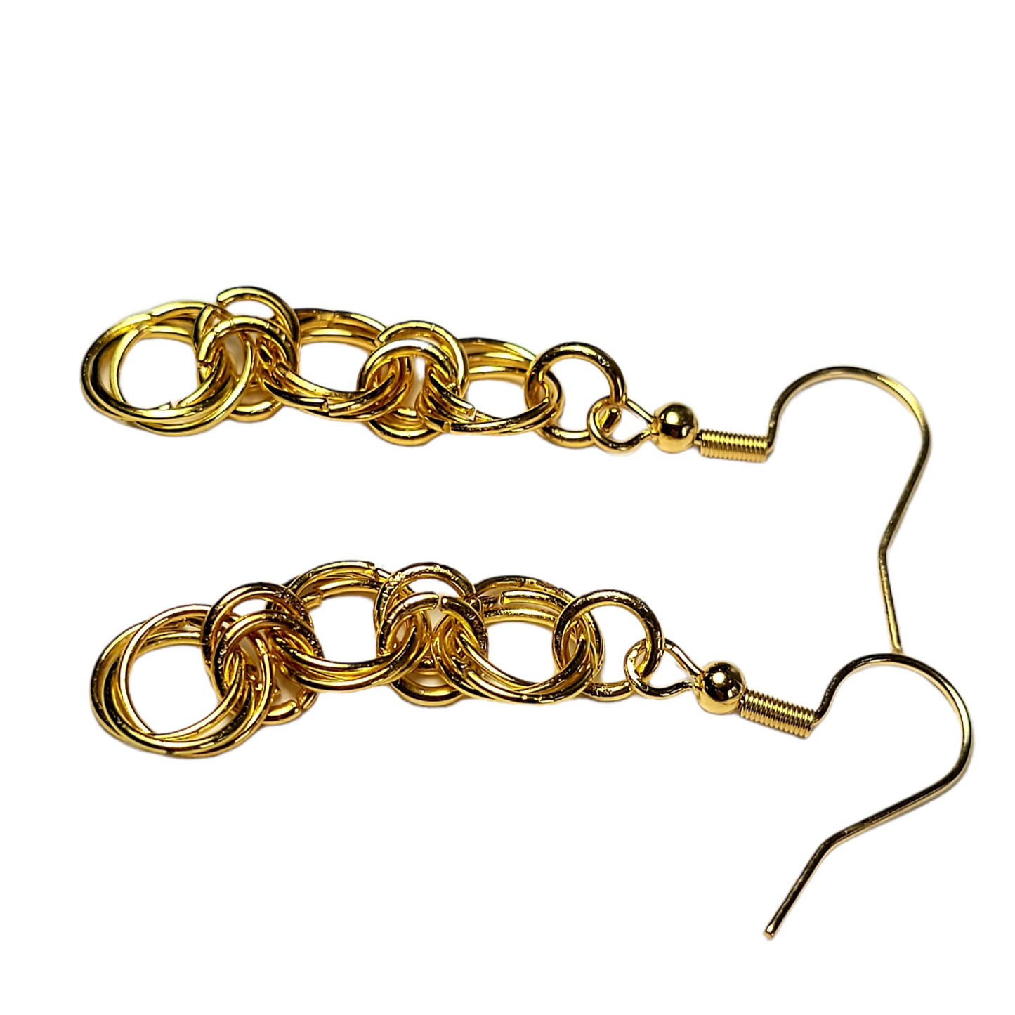 Earrings, gold chainmail