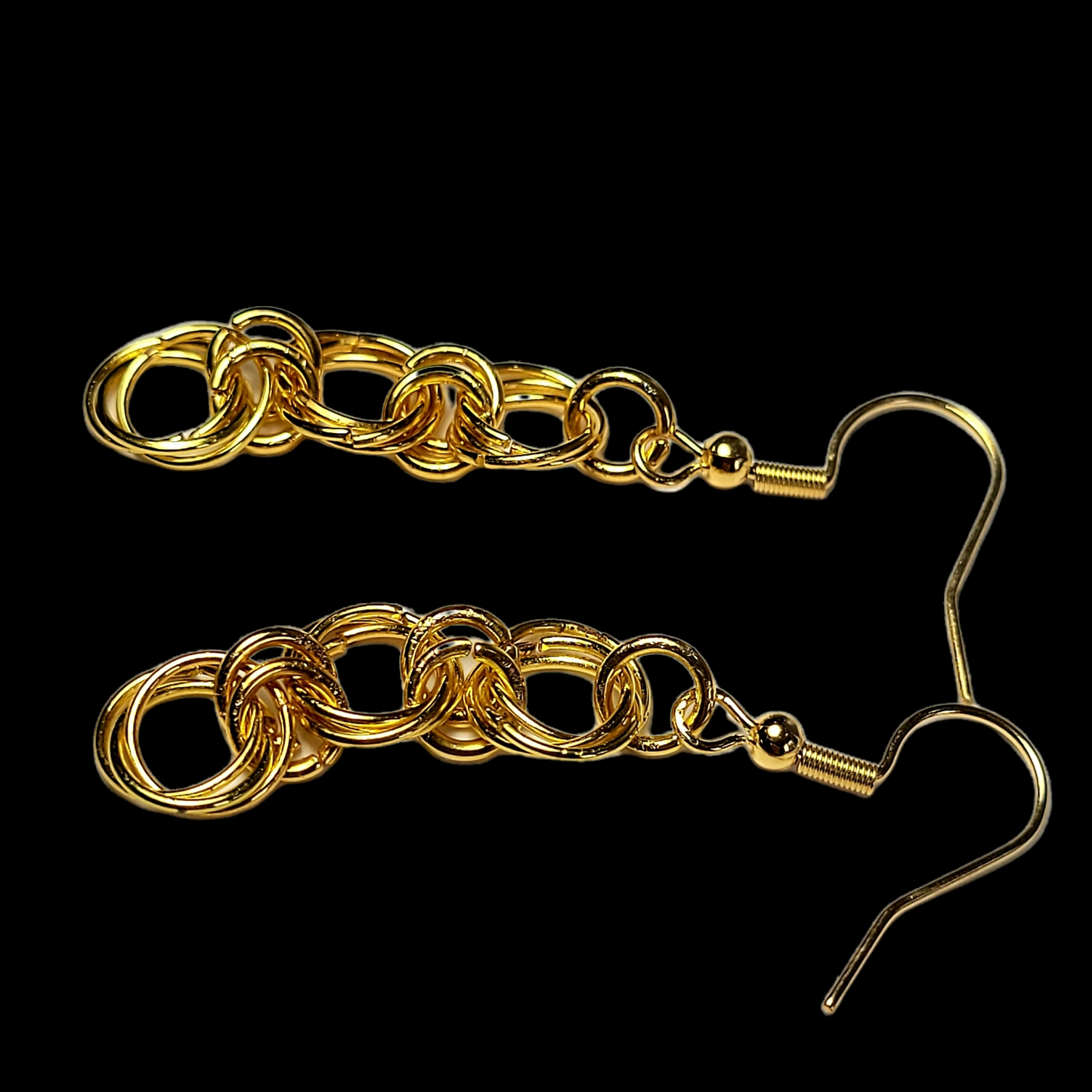 Earrings, gold chainmail