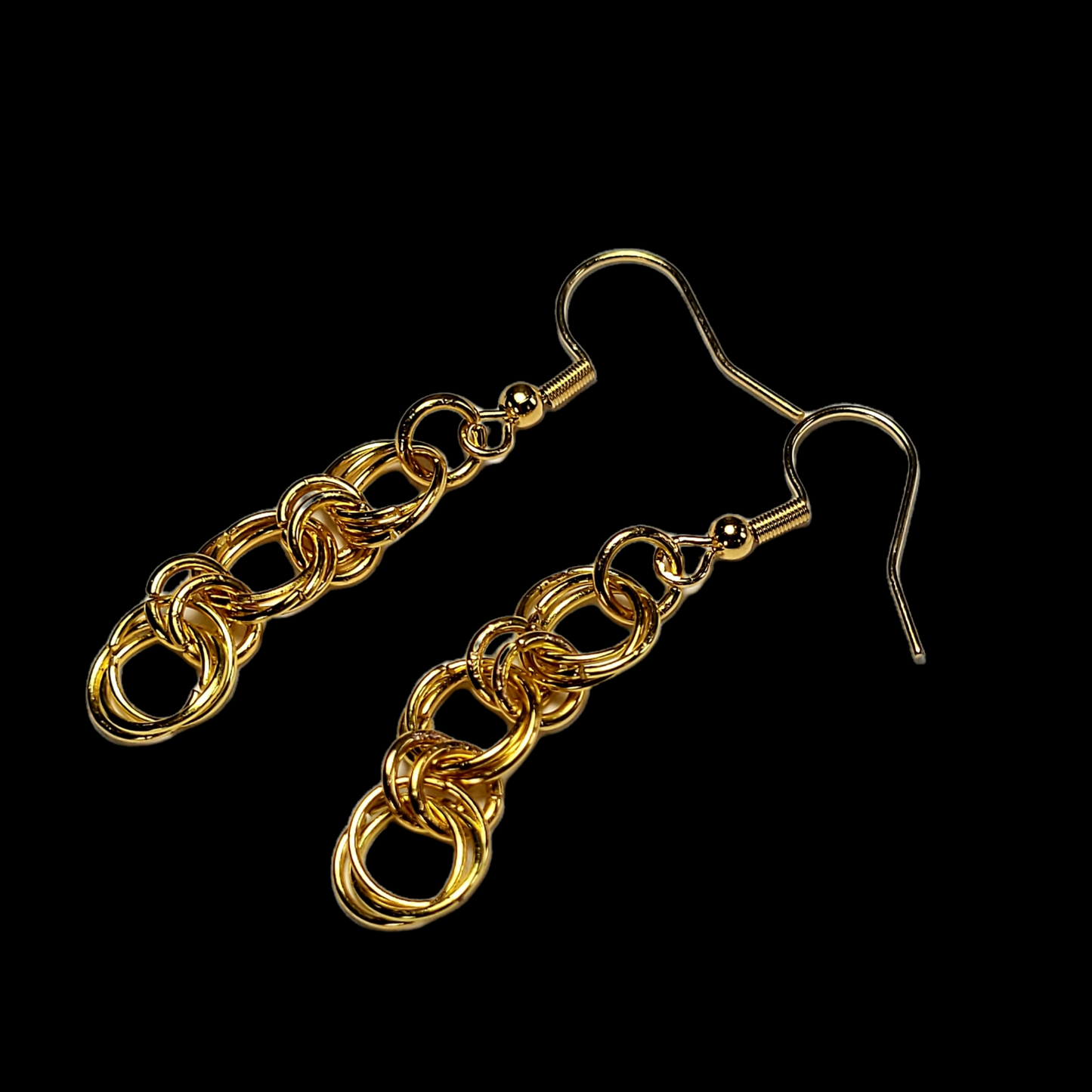 Earrings, gold chainmail