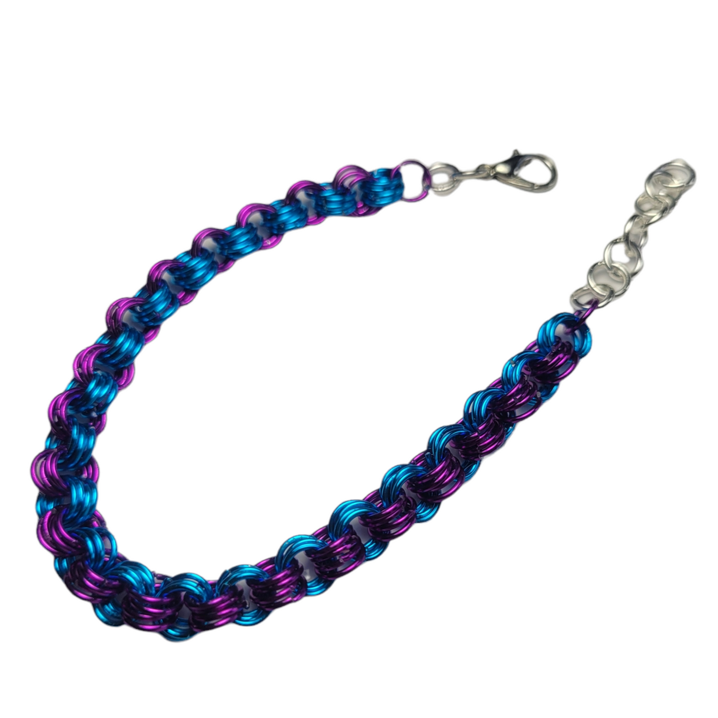 Bracelet, blue and purple chainmail