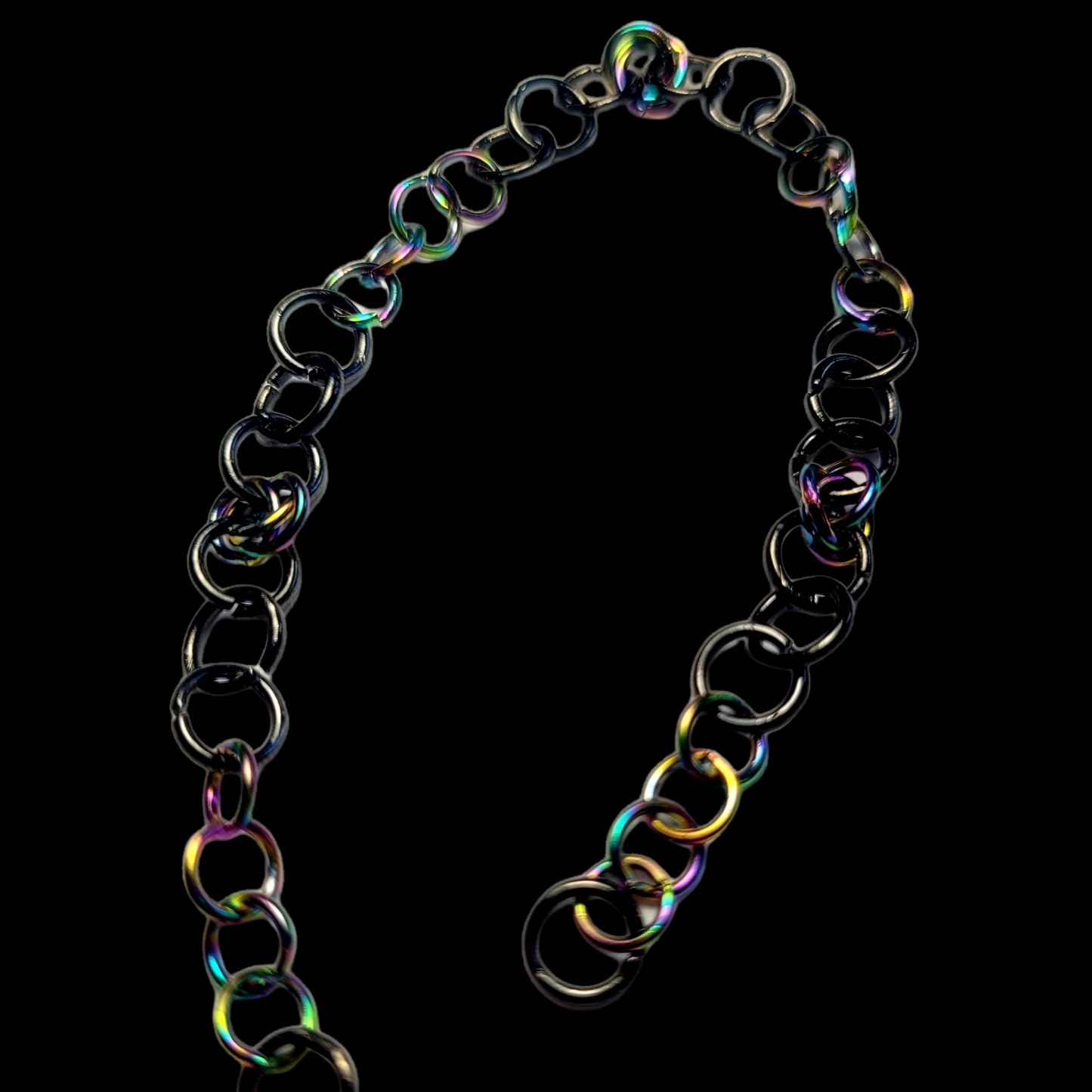 Bracelet, multichrome, oil slick chainmail