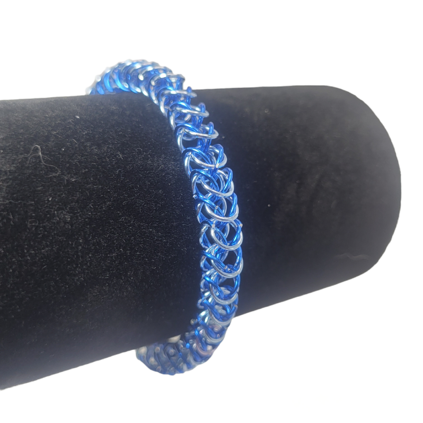 Bracelet, blue and ice blue chainmail