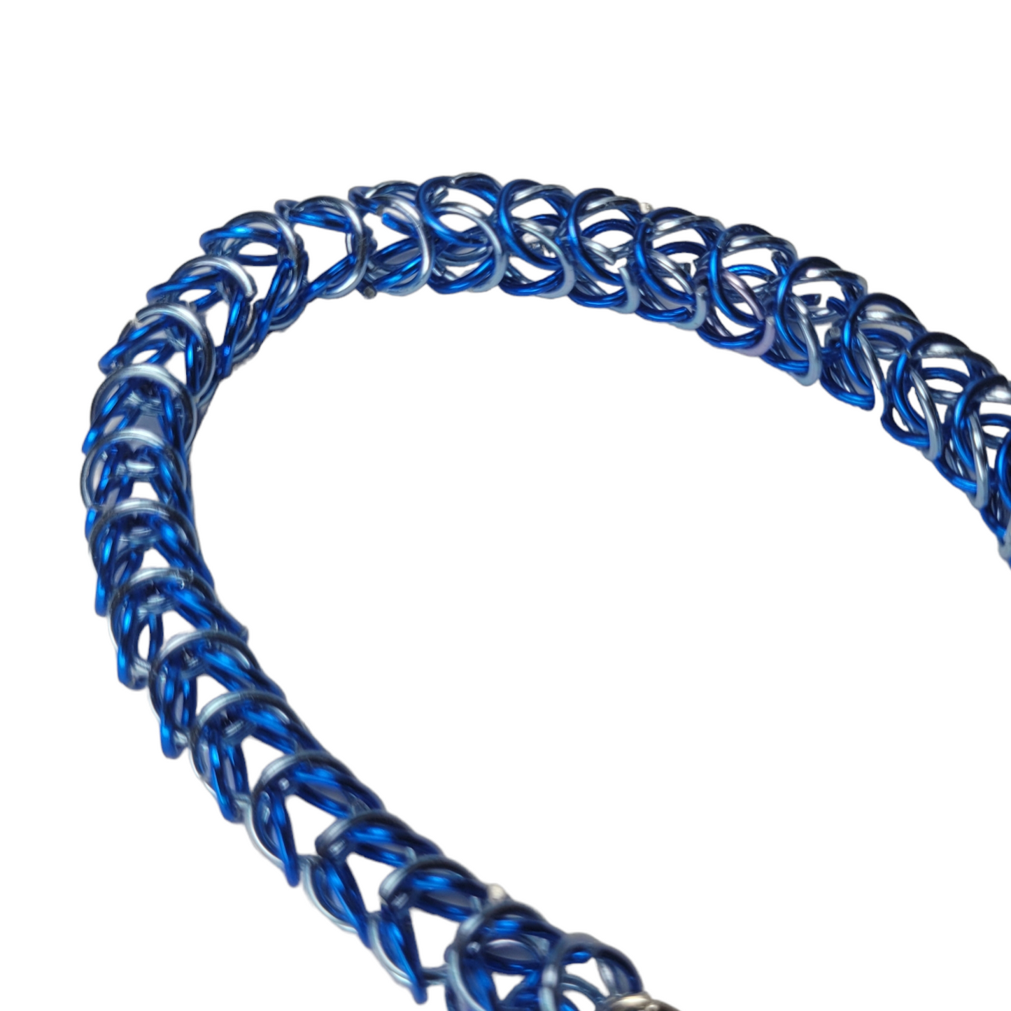 Bracelet, blue and ice blue chainmail