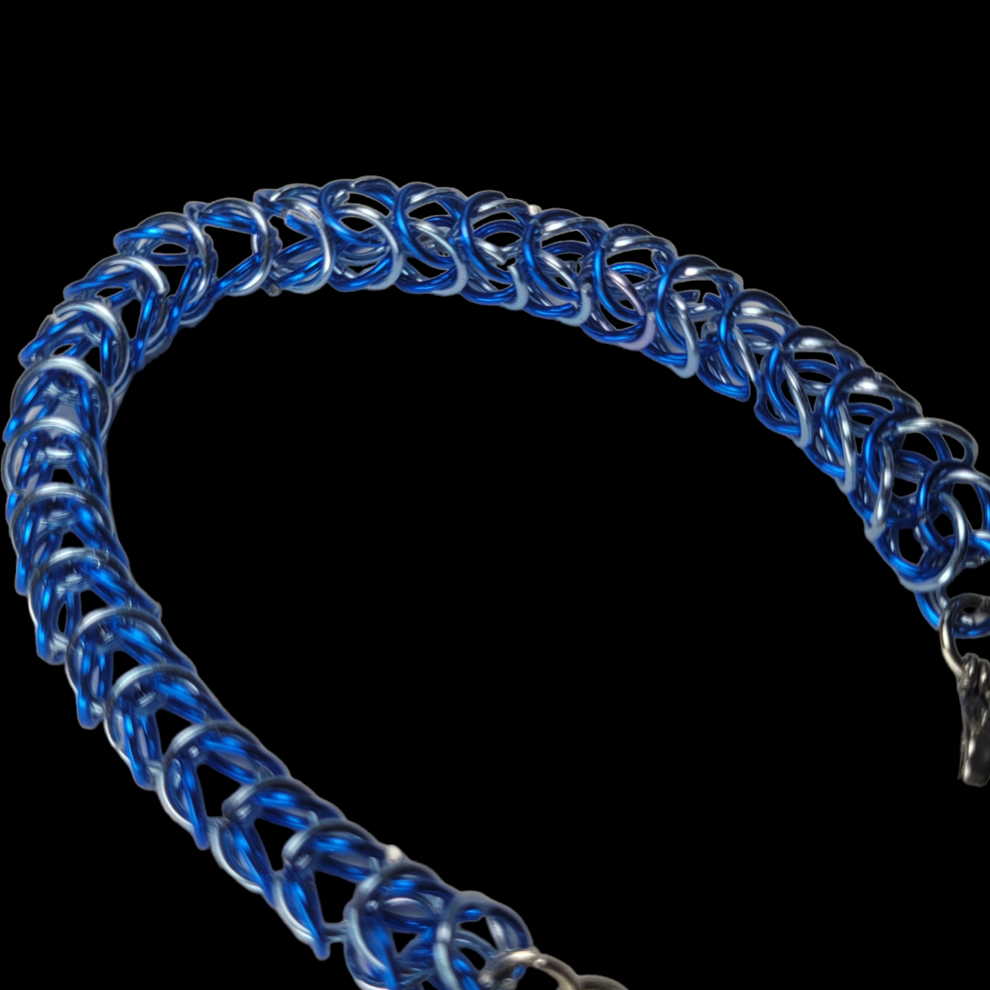 Bracelet, blue and ice blue chainmail