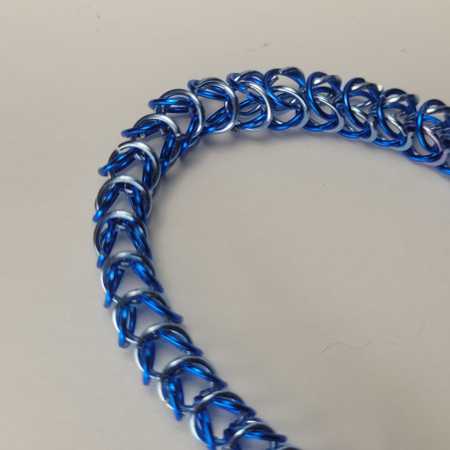 Bracelet, blue and ice blue chainmail