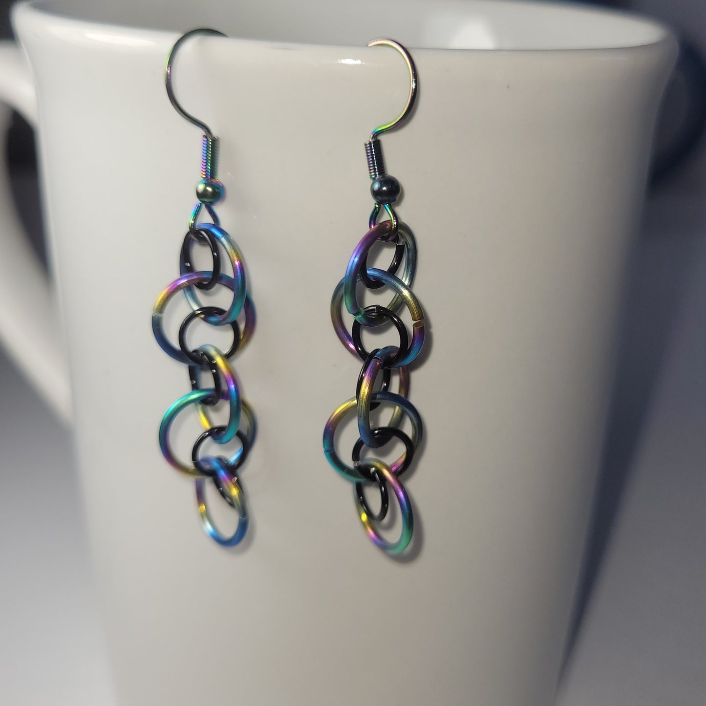 Rainbow and Black dangle chainmail