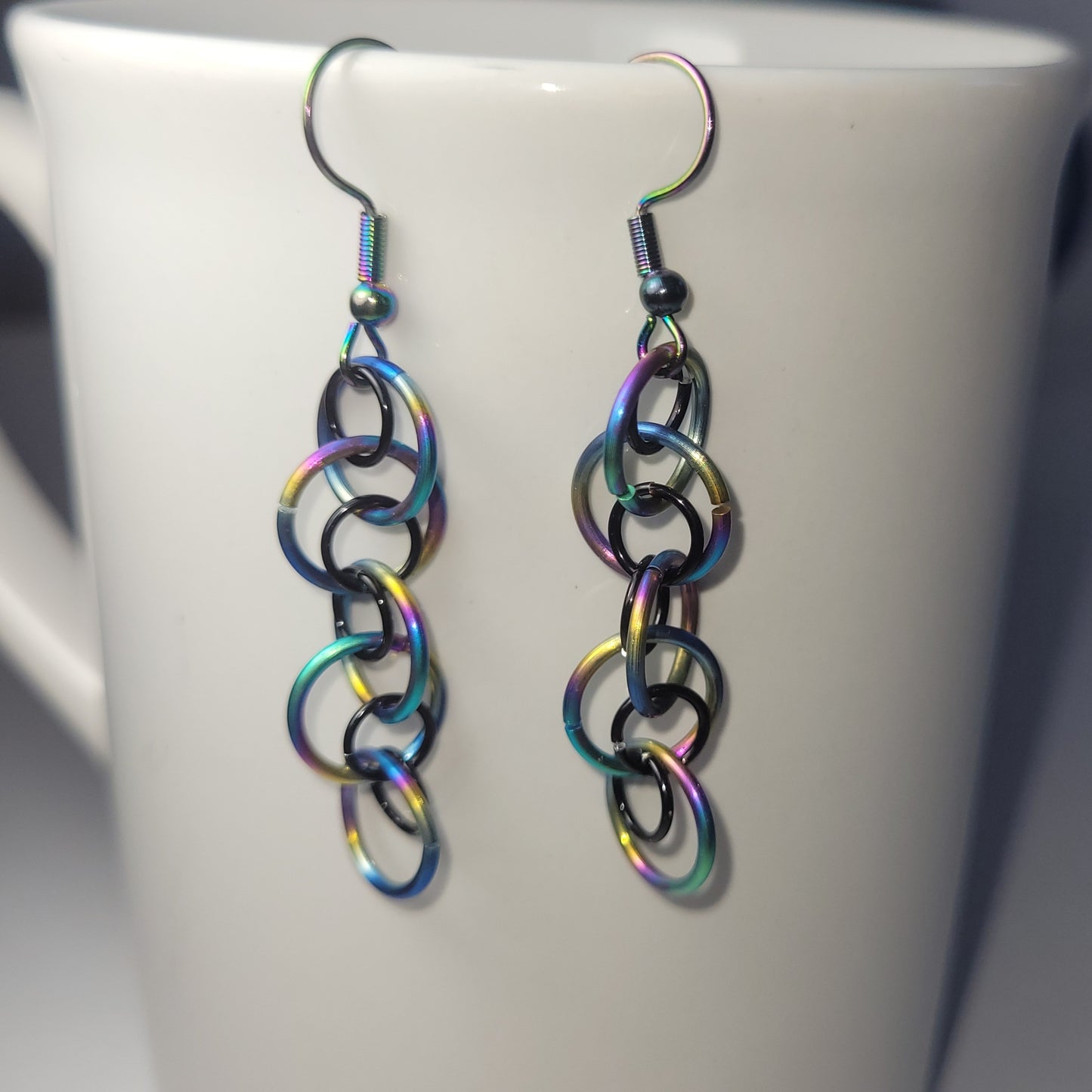 Rainbow and Black dangle chainmail