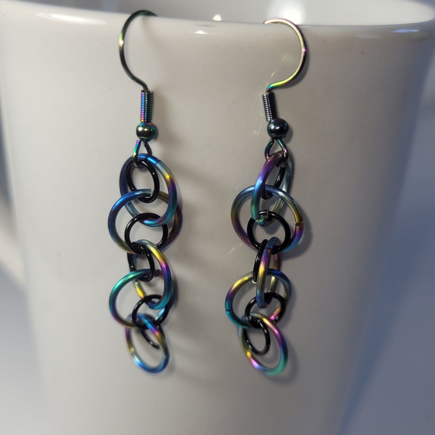 Rainbow and Black dangle chainmail