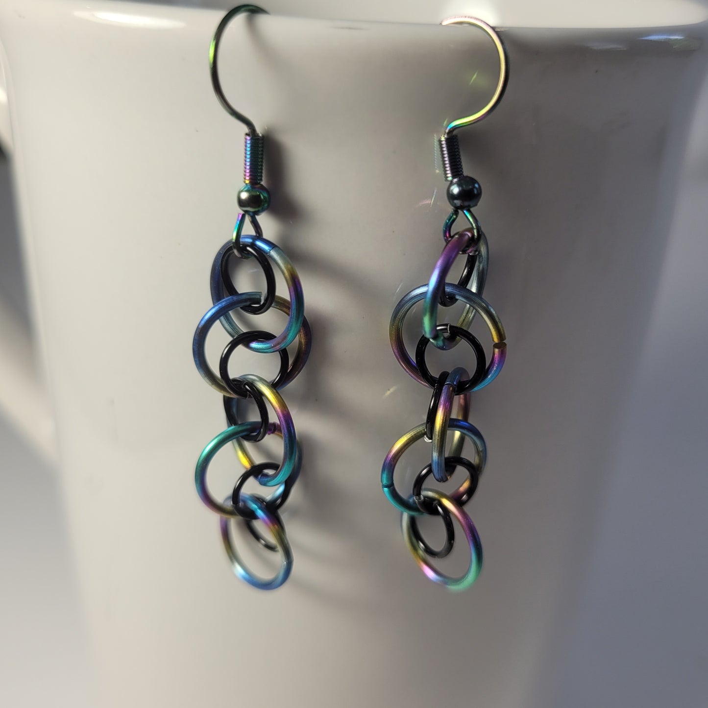 Rainbow and Black dangle chainmail