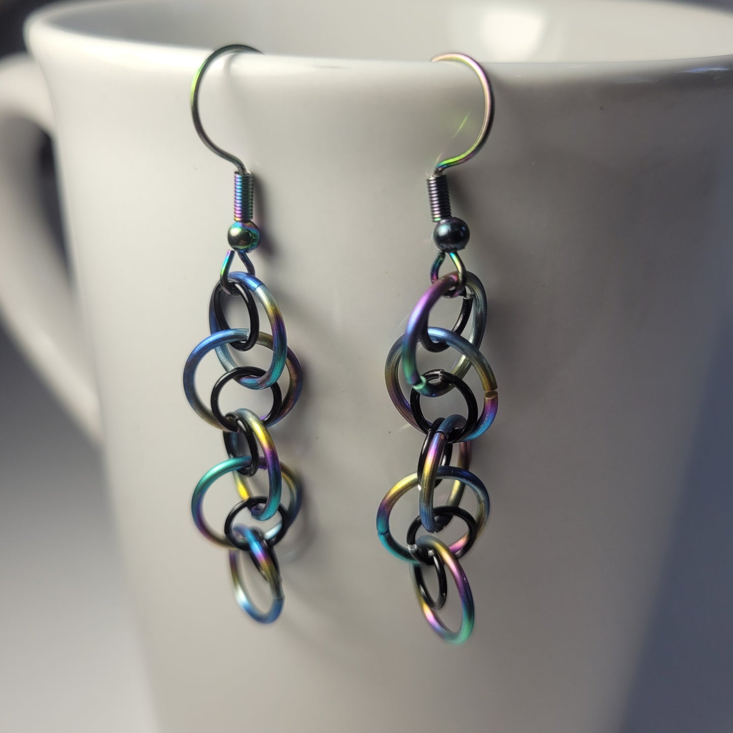 Rainbow and Black dangle chainmail