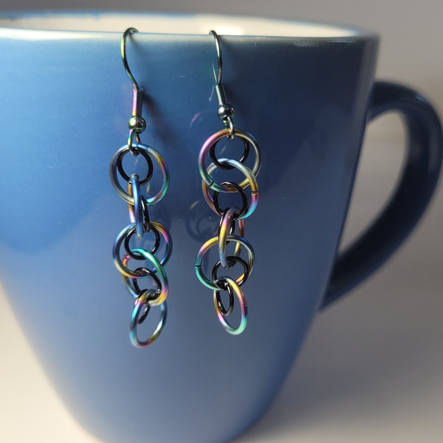 Rainbow and Black dangle chainmail