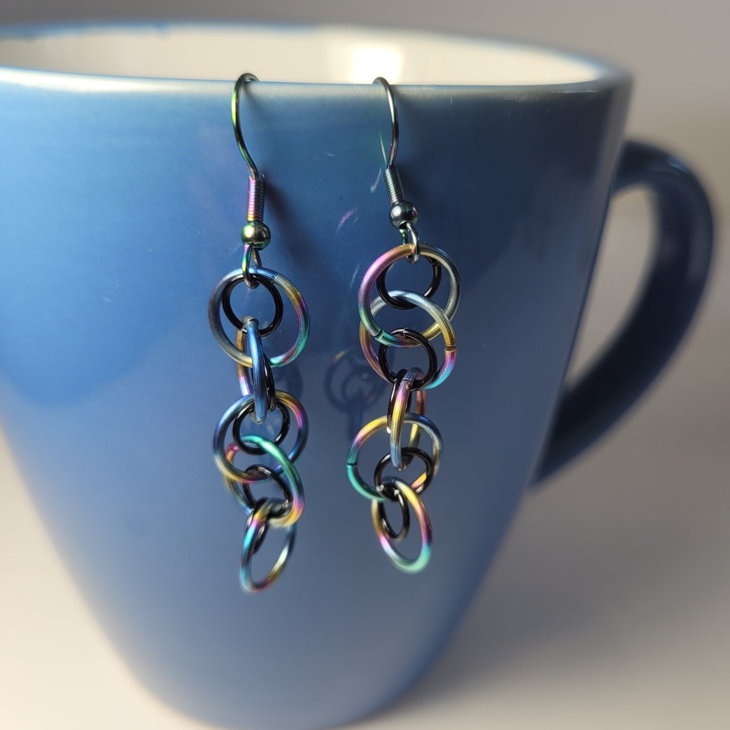 Rainbow and Black dangle chainmail