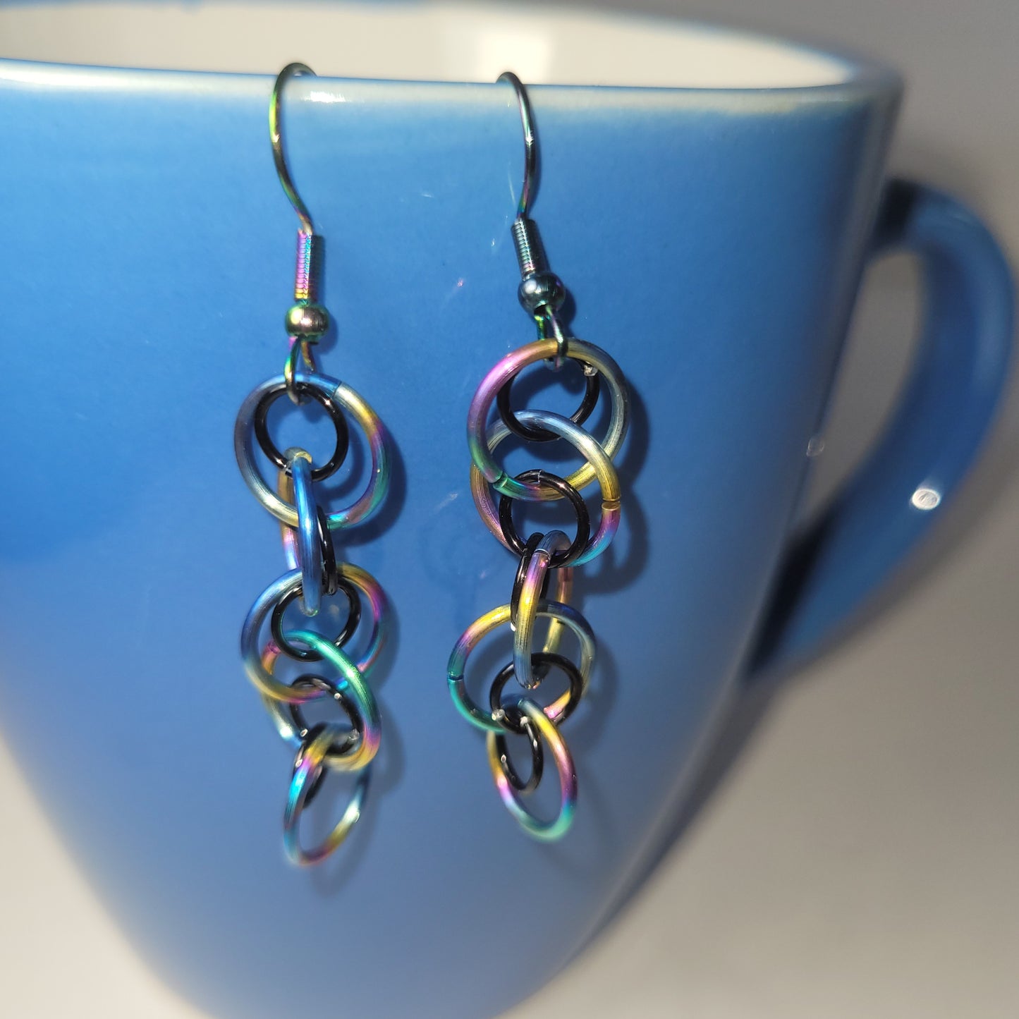 Rainbow and Black dangle chainmail