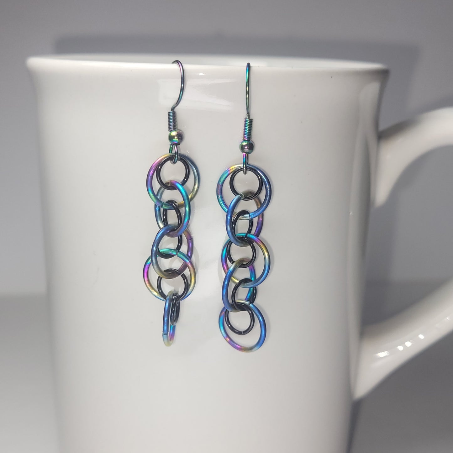 Rainbow and Black dangle chainmail