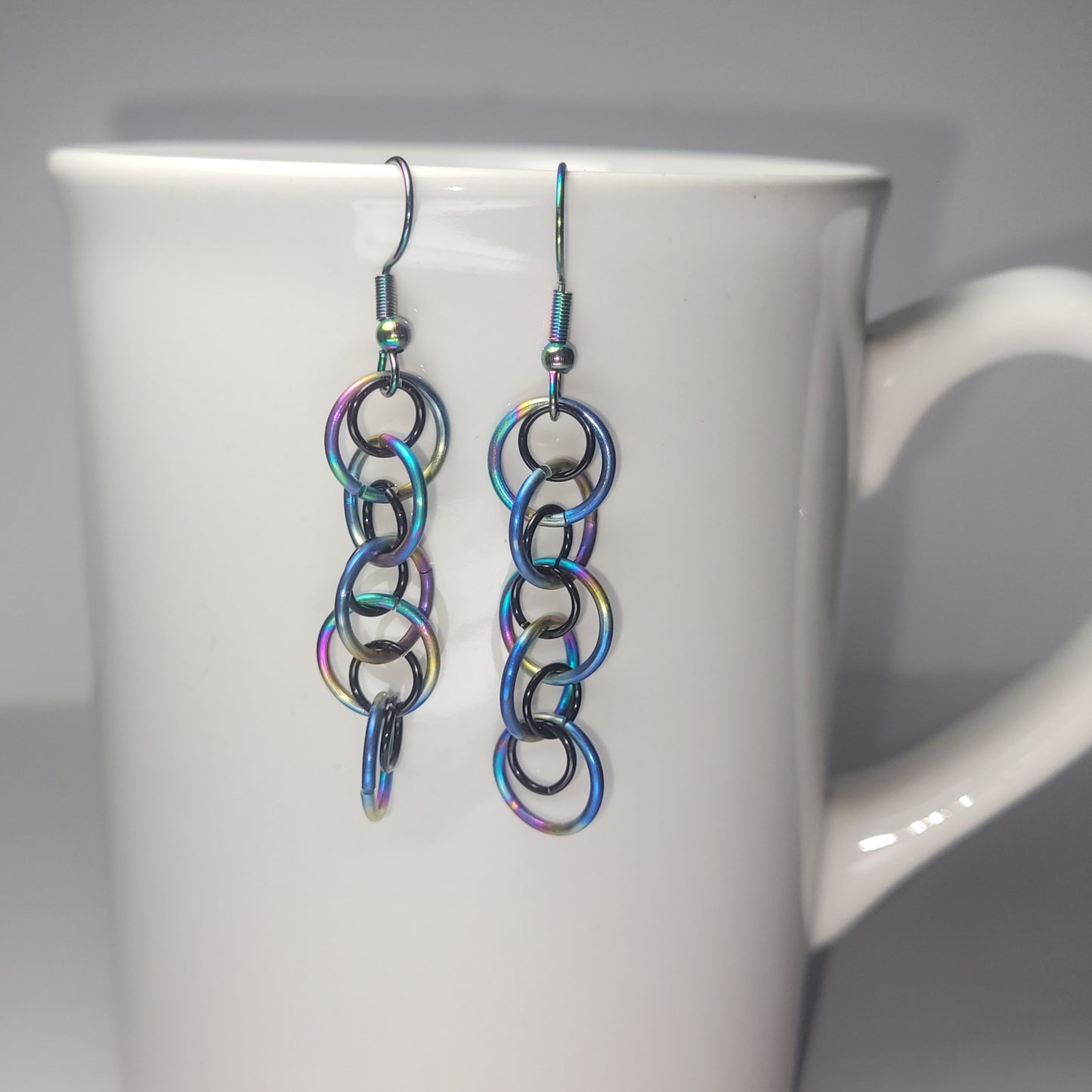 Rainbow and Black dangle chainmail