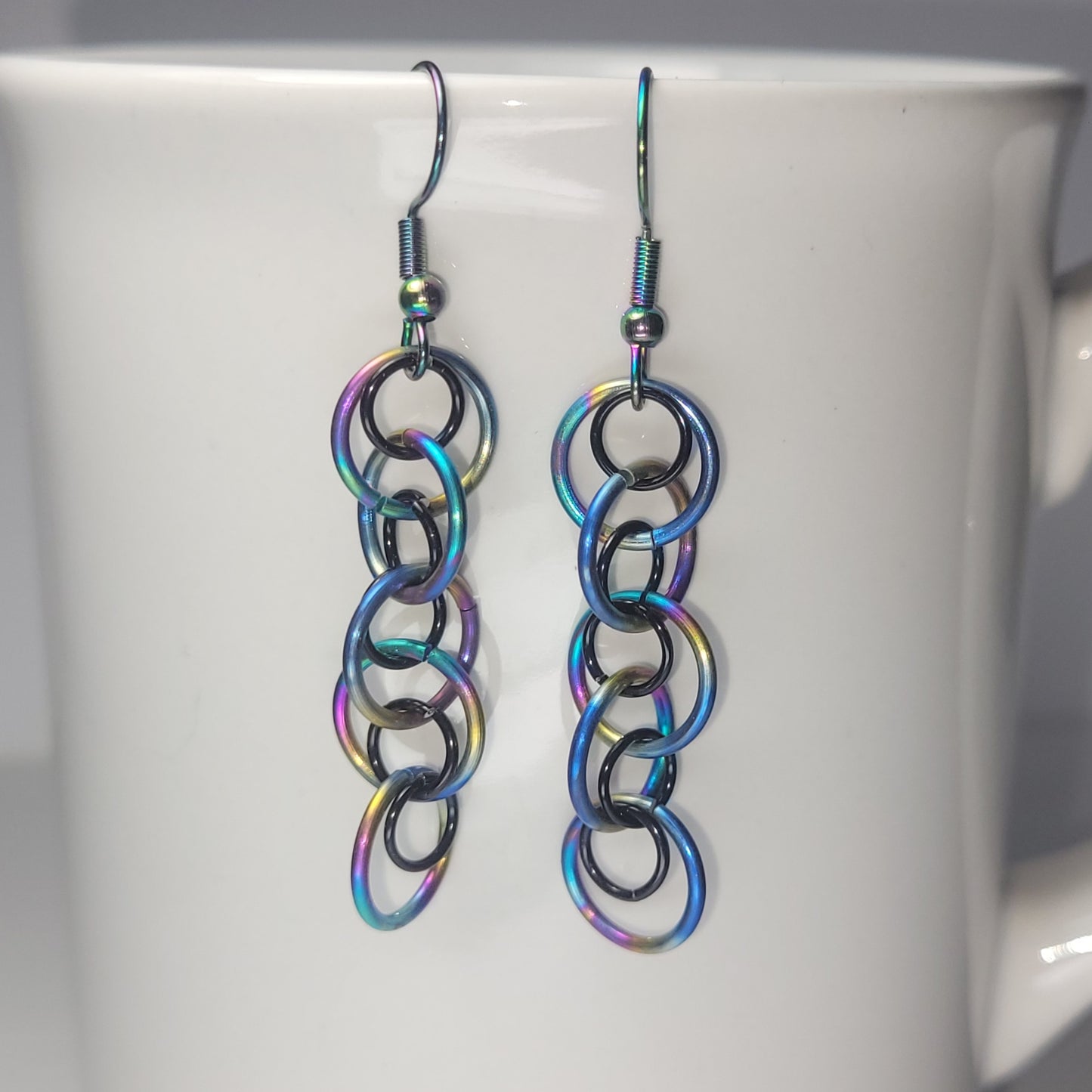 Rainbow and Black dangle chainmail