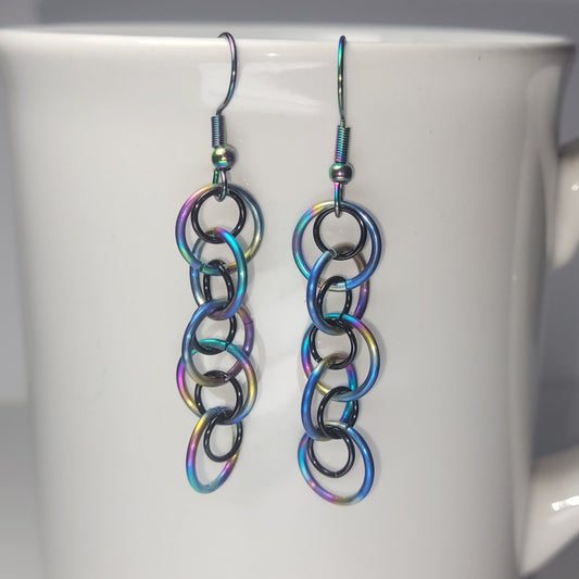 Rainbow and Black dangle chainmail