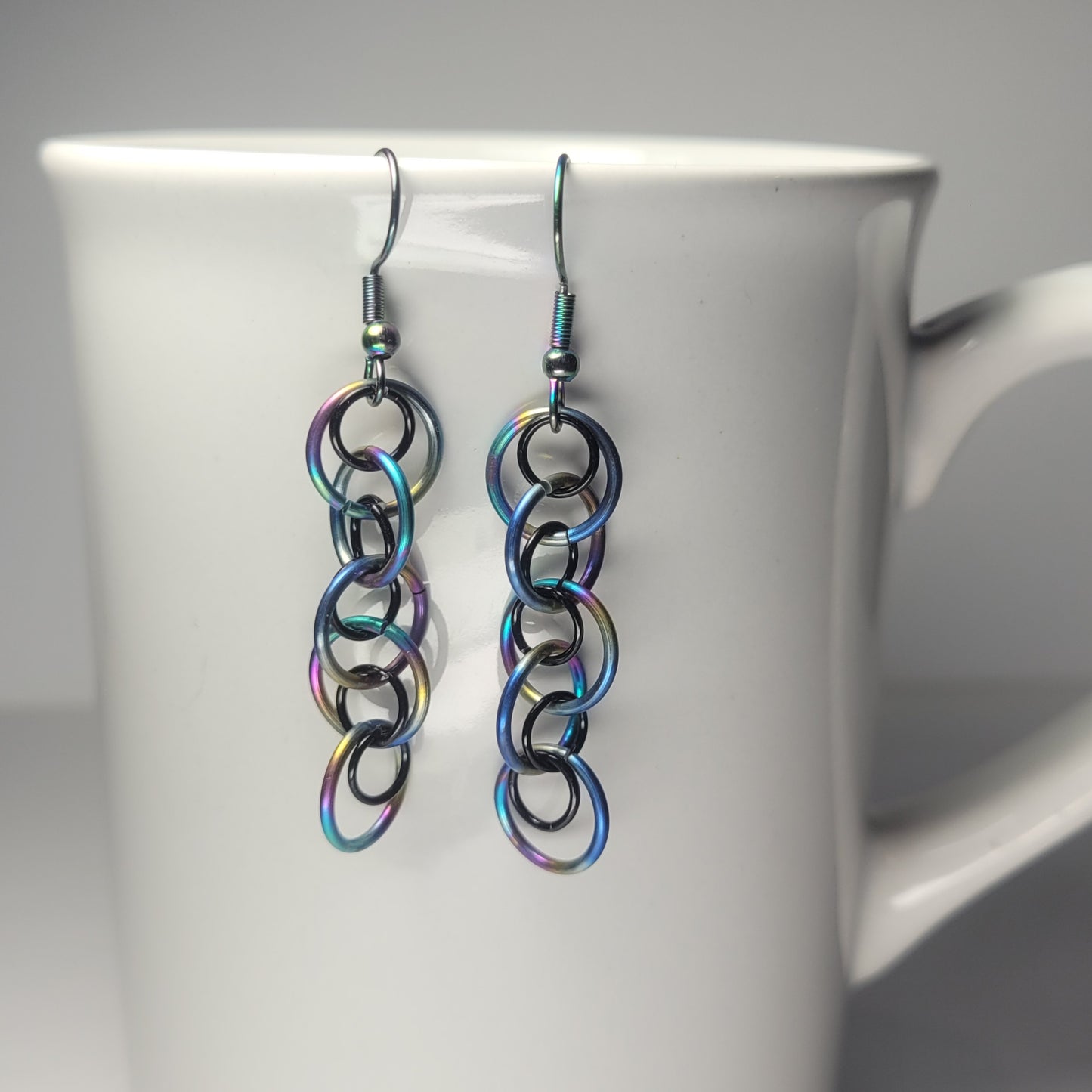 Rainbow and Black dangle chainmail
