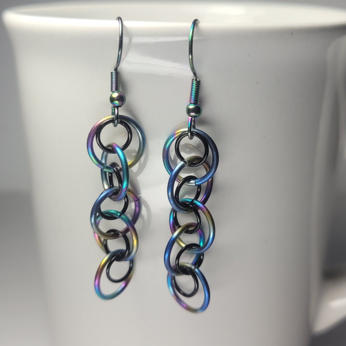 Rainbow and Black dangle chainmail