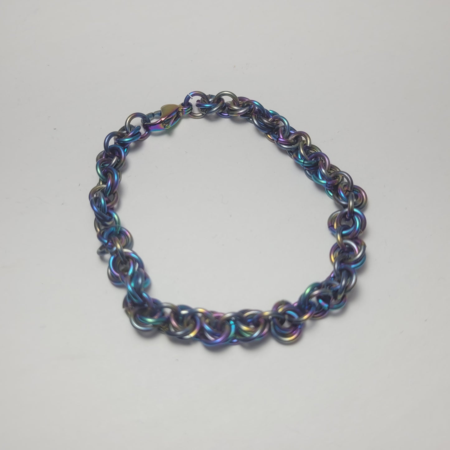 Rainbow rosette chainmail bracelet