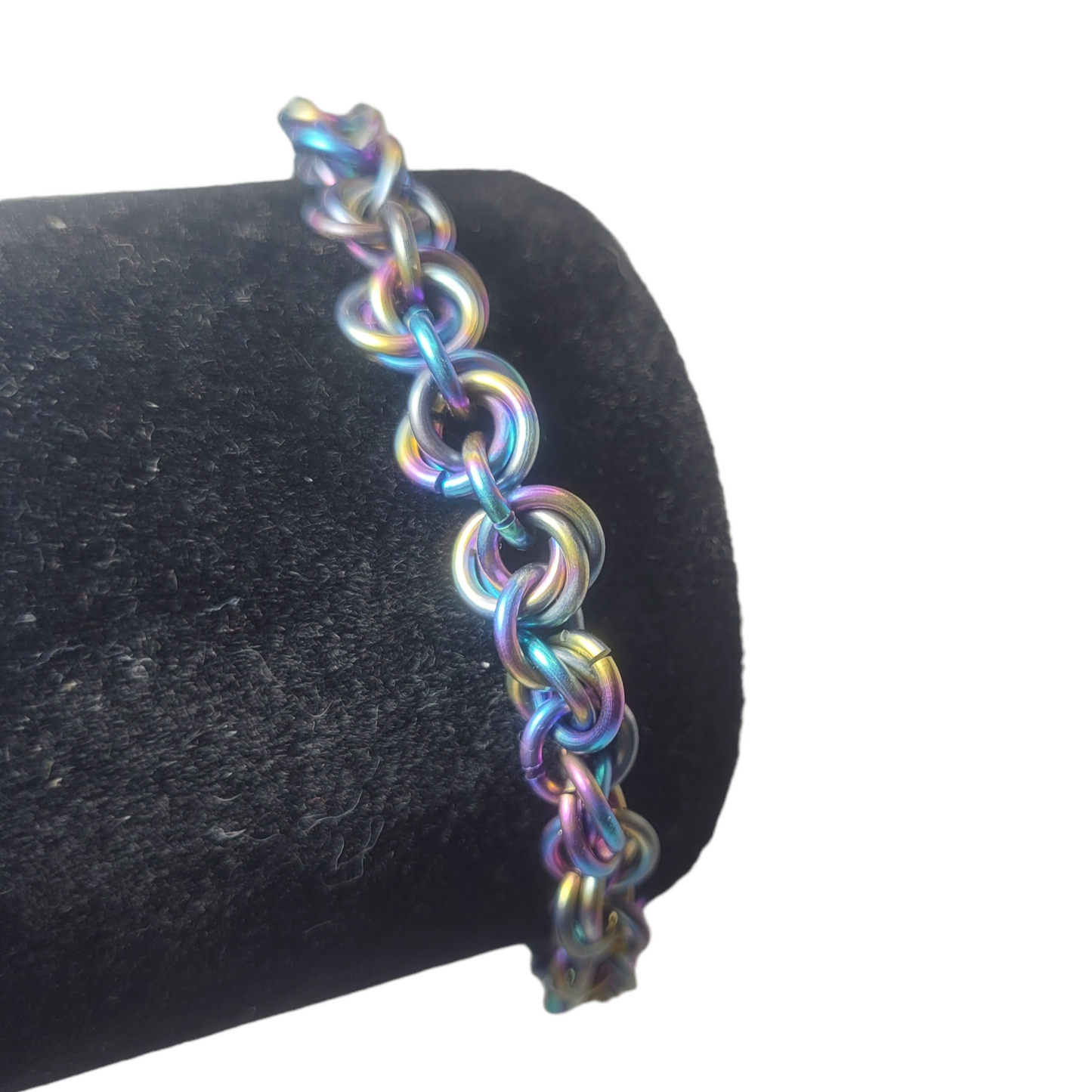 Rainbow rosette chainmail bracelet