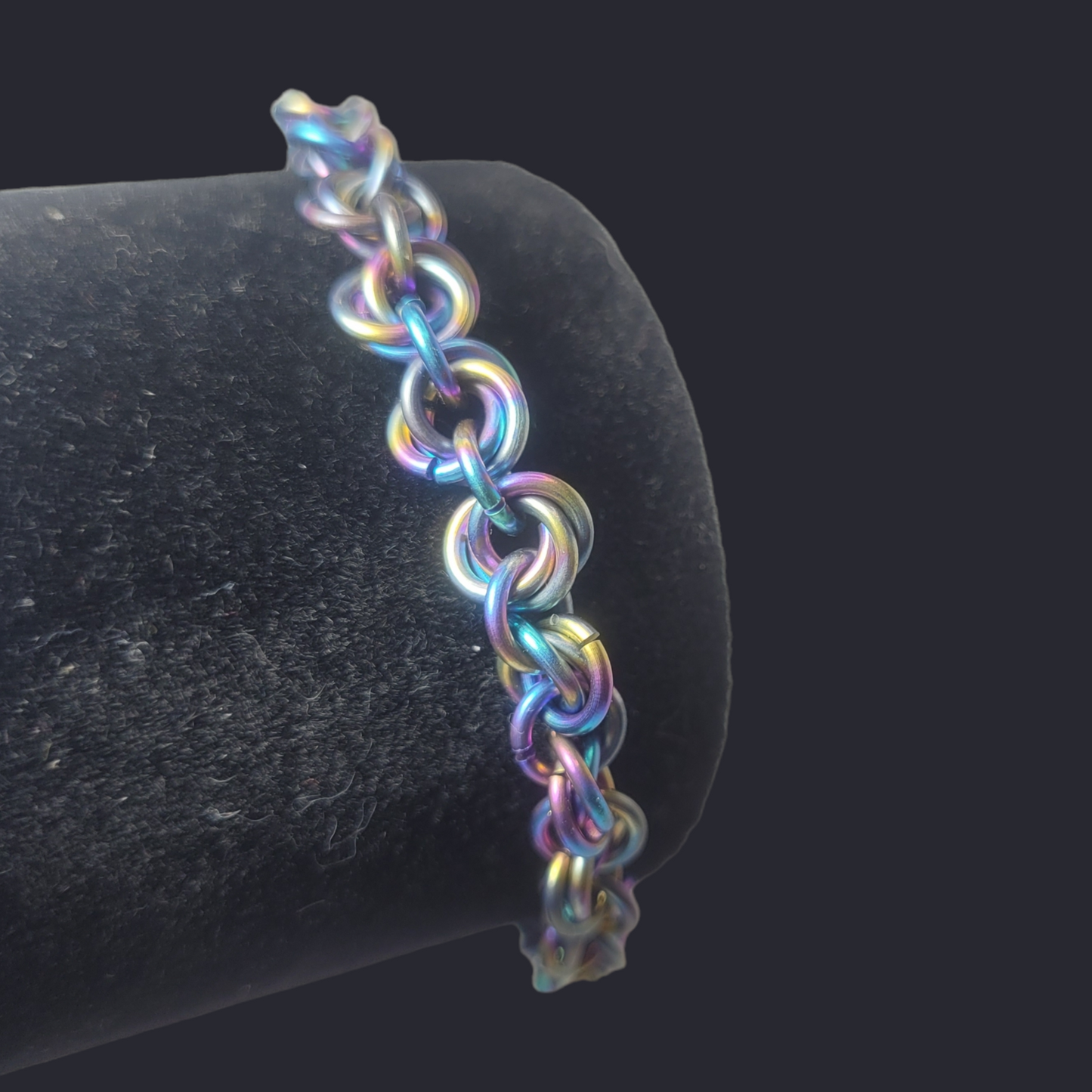 Rainbow rosette chainmail bracelet