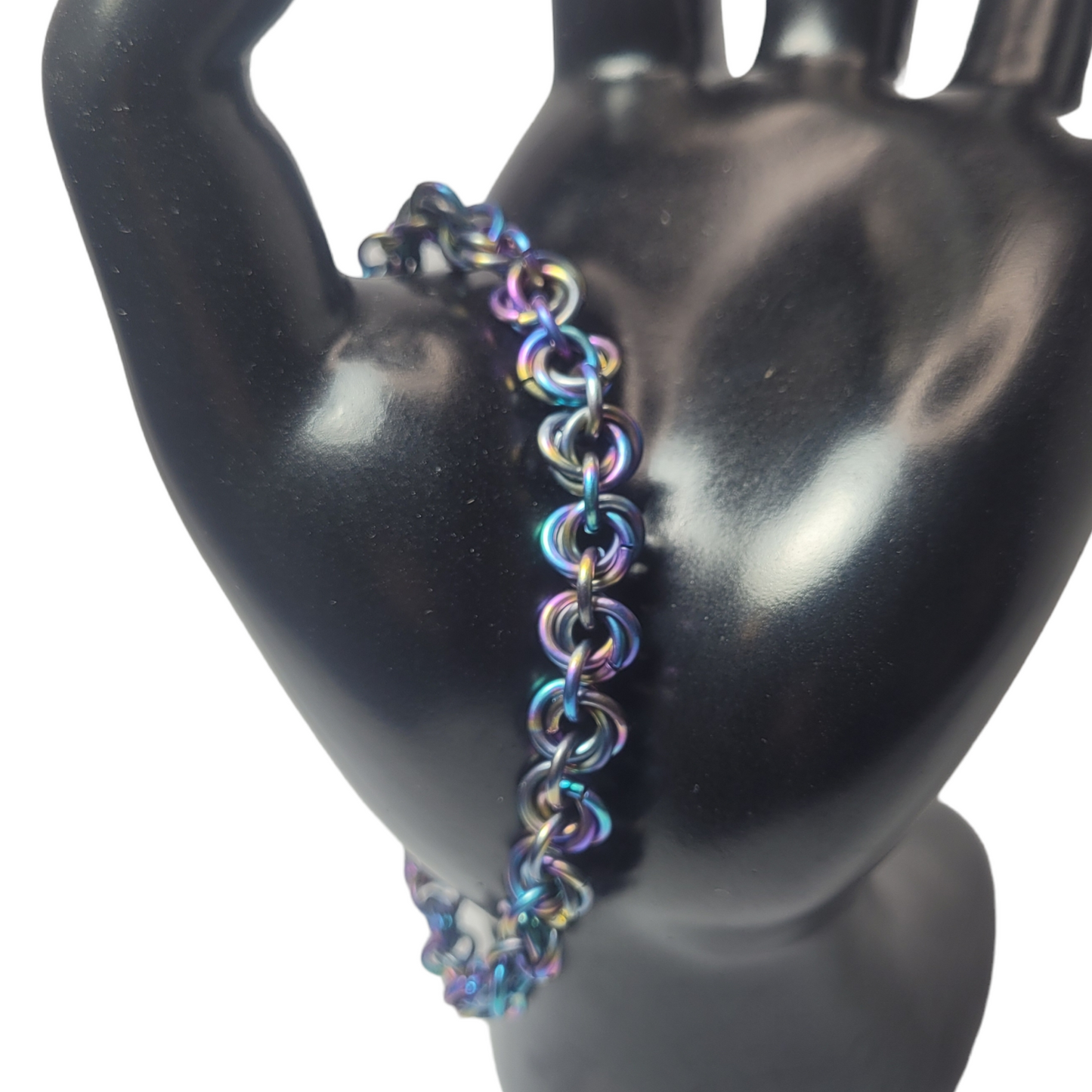 Rainbow rosette chainmail bracelet