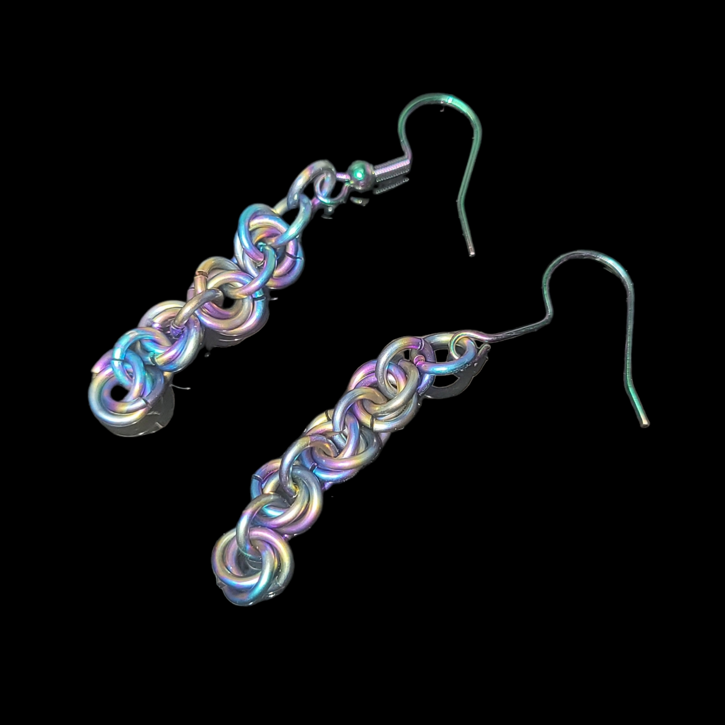 Rainbow rosette chainmail earrings