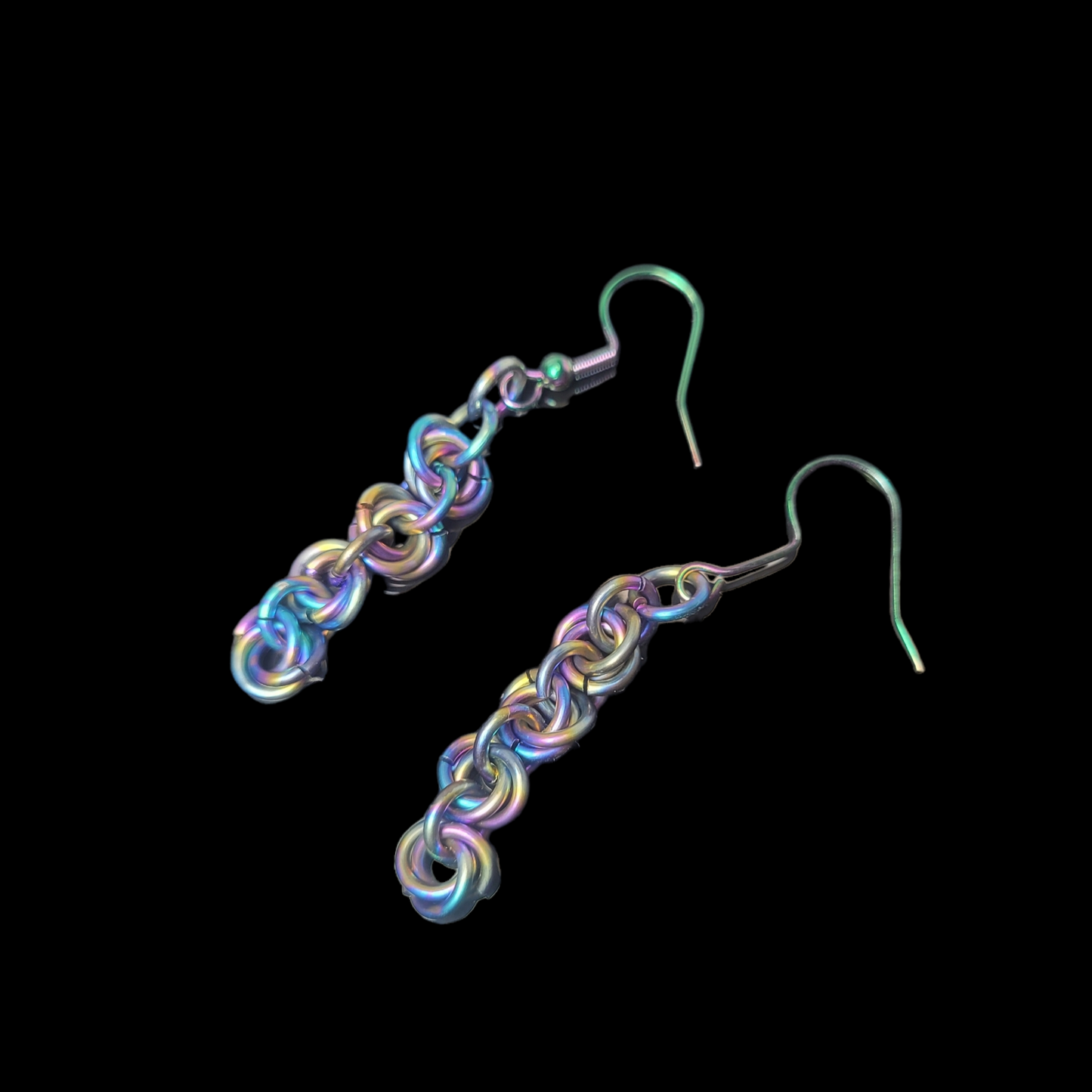 Rainbow rosette chainmail earrings