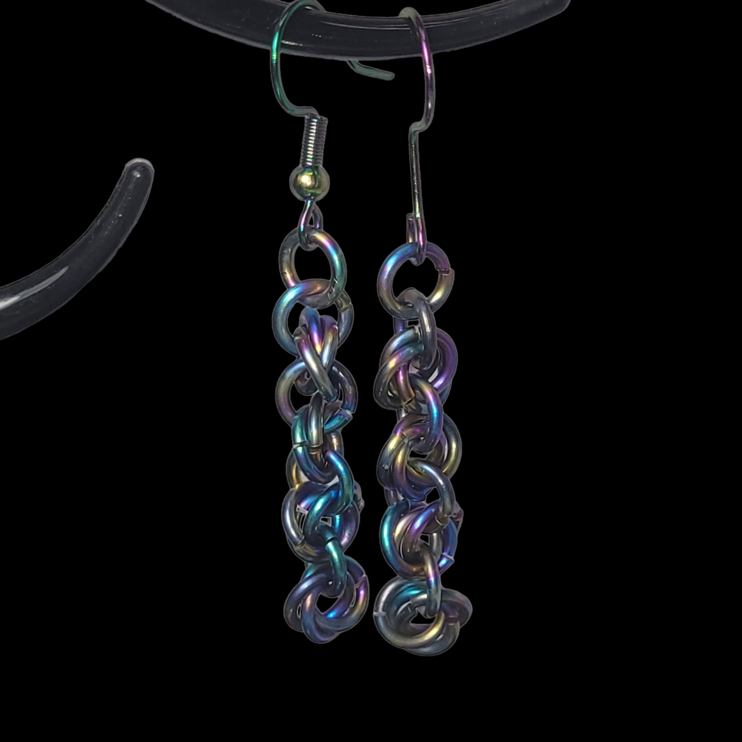 Rainbow rosette chainmail earrings
