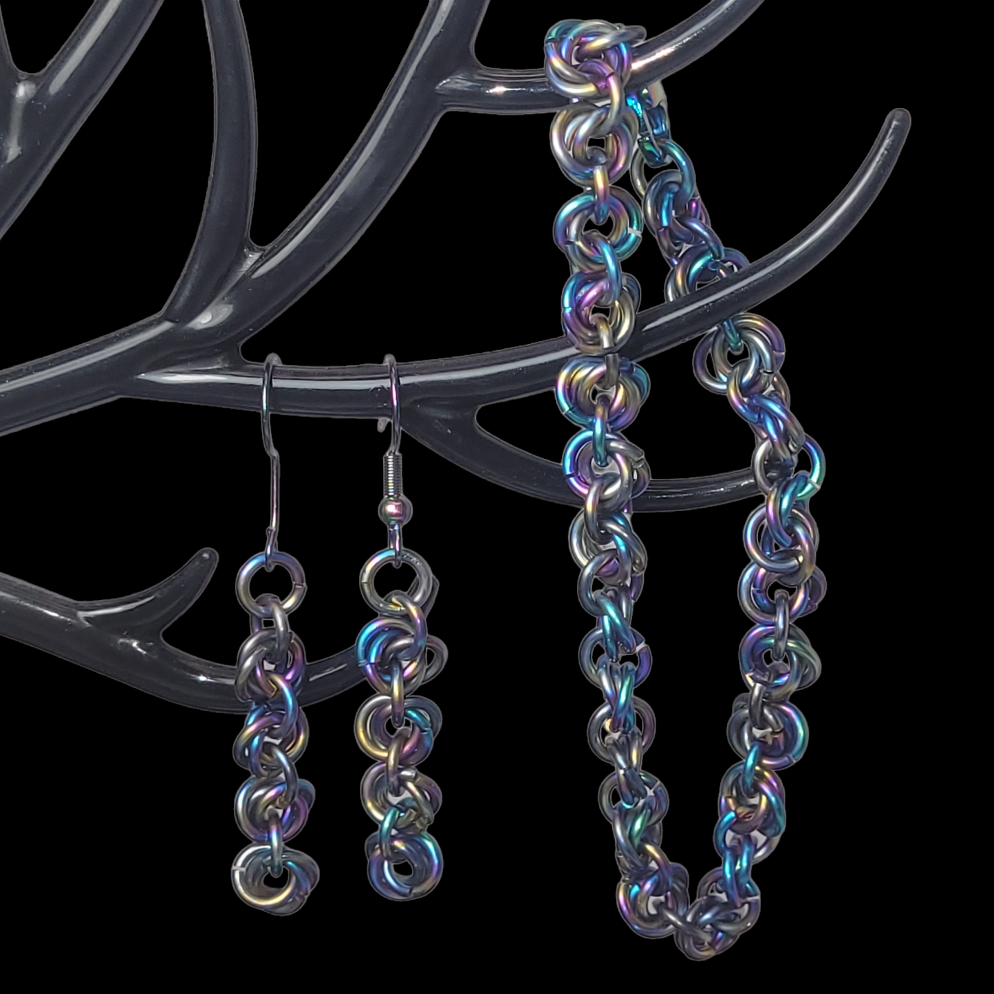 Rainbow rosette chainmail jewelery set