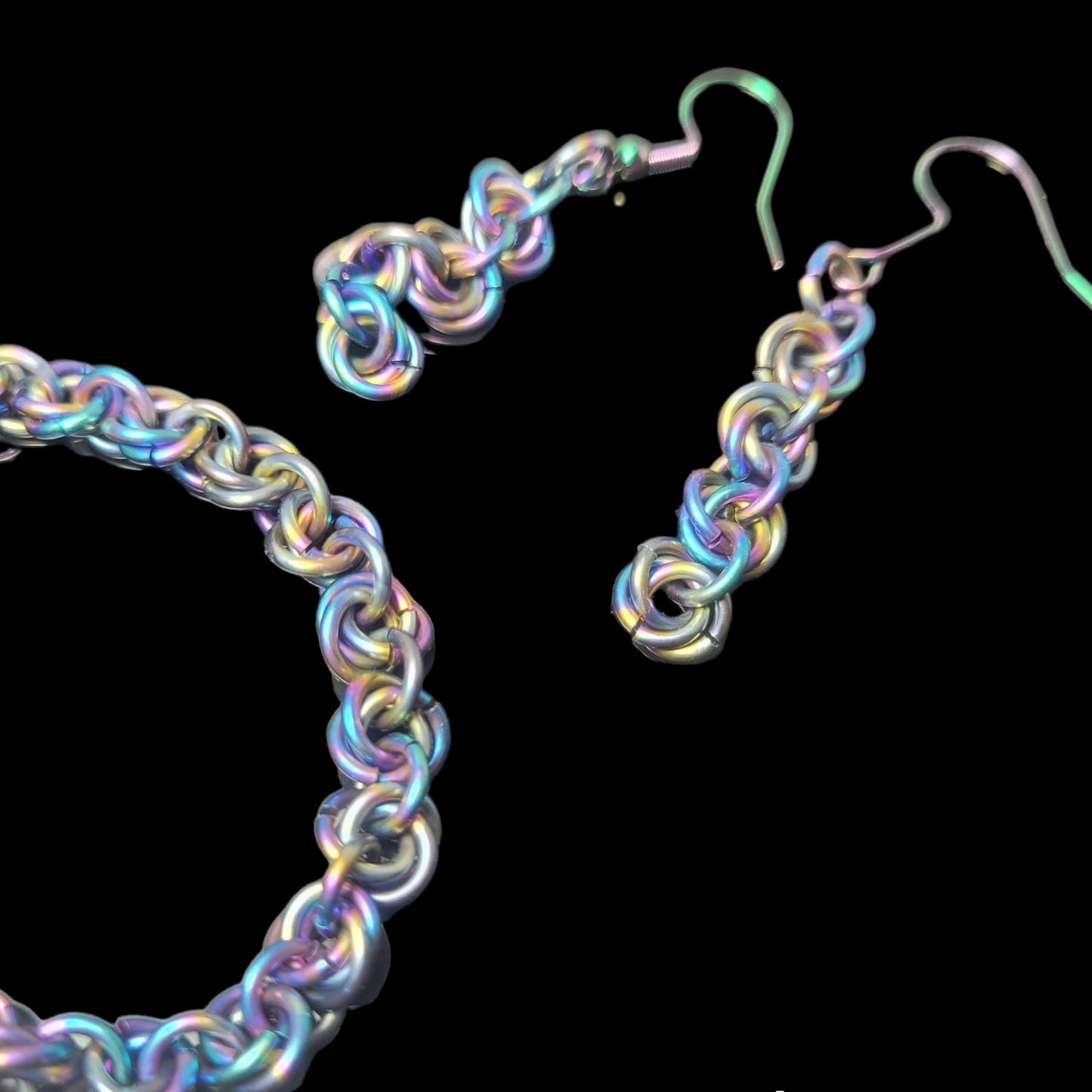 Rainbow rosette chainmail jewelery set